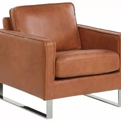 Beliani Sillón De Piel Sintética Marrón Dorado/plateado VIND