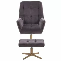 Beliani Sillón De Terciopelo Gris Pardo Con Reposapiés MOLLE -Sillones Ventas undef src sa picid 780895 type whitesh image scaled