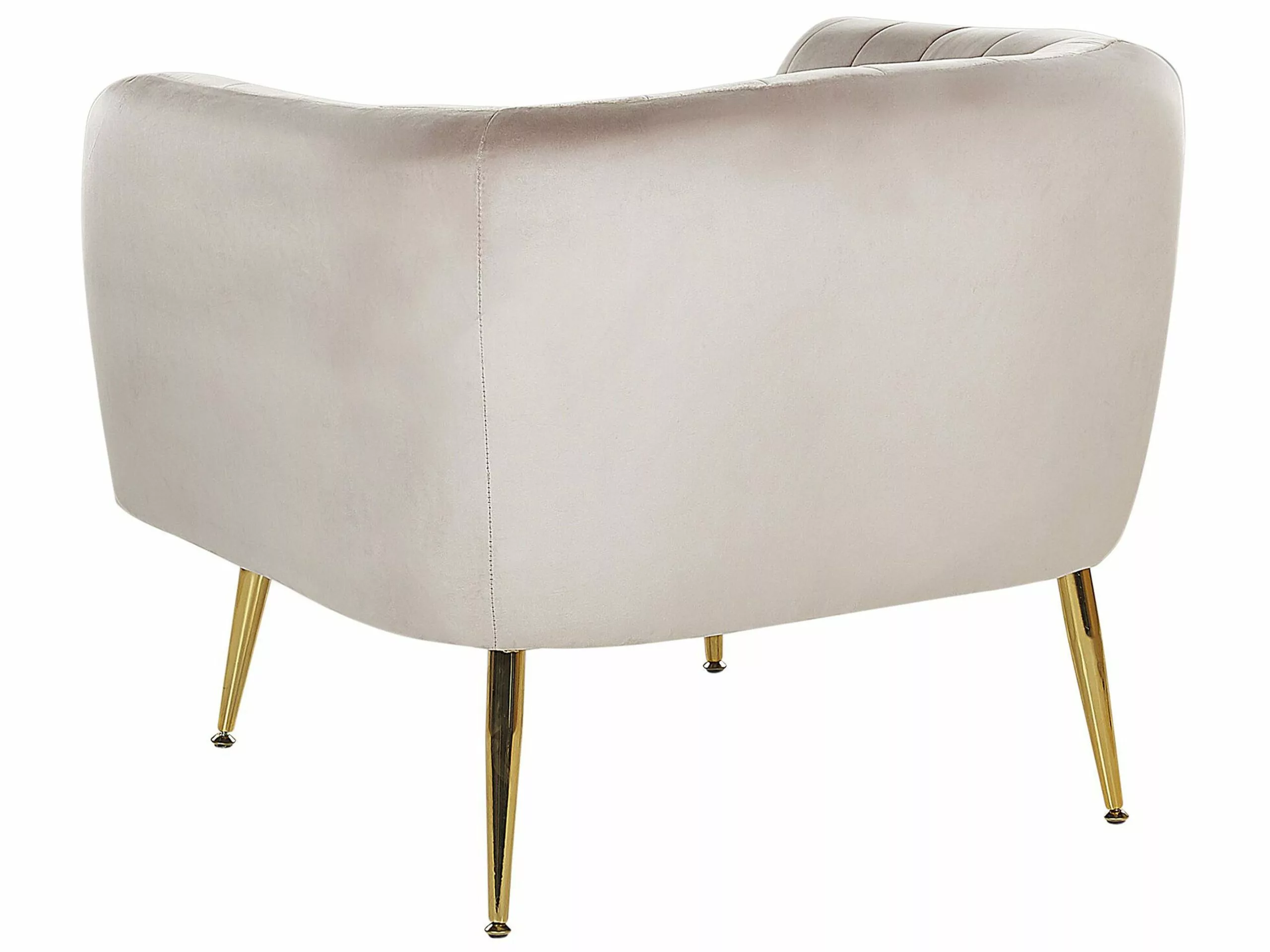 Beliani Sillón De Terciopelo Gris Pardo/dorado LACONIA - Imagen 6