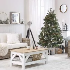 Beliani Mesa De Centro Blanco/madera Clara 100 X 60 Cm SAVANNAH -Sillones Ventas undef src sa picid 783347 type color image scaled