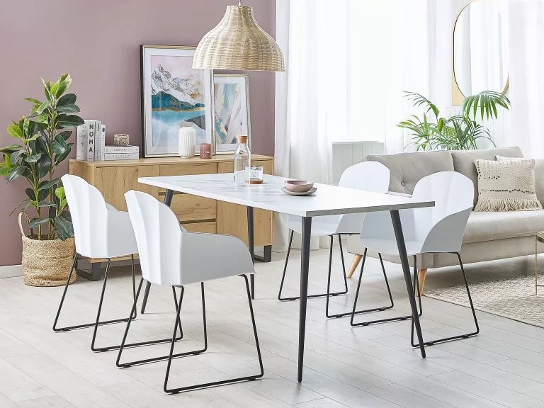 Beliani Mesa De Comedor Blanco/negro Varios Tamaños SANTIAGO - Imagen 3