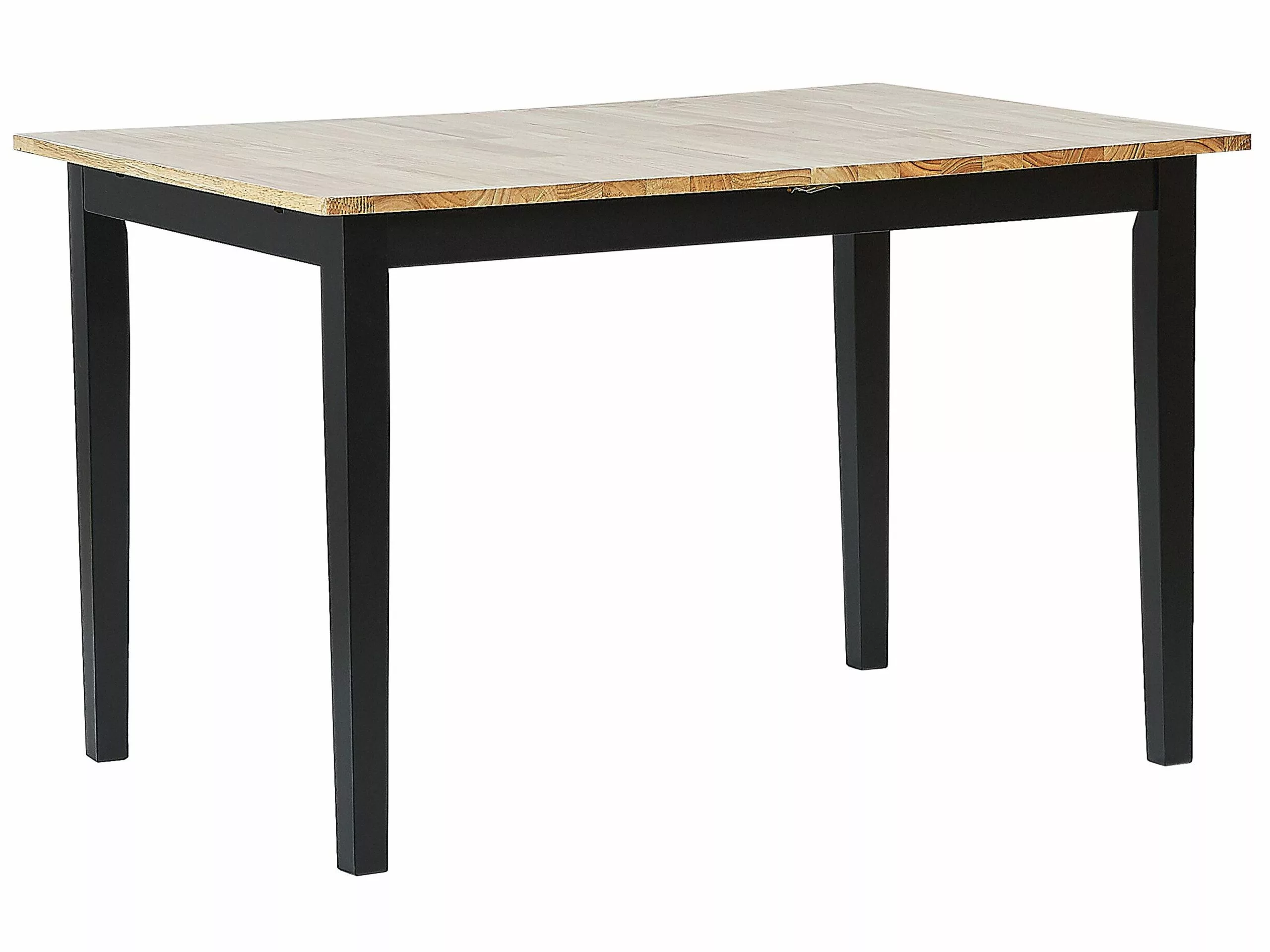 Beliani Mesa De Comedor Extensible De Madera De Caucho Clara/negro 120/150 X 80 Cm HOUSTON 5 Beliani Mesa De Comedor Extensible De Madera De Caucho Clara/negro 120/150 X 80 Cm HOUSTON - Imagen 5