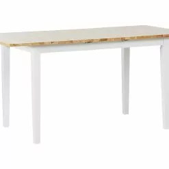 Beliani Mesa De Comedor Extensible De Madera De Caucho Clara/blanco 120/150 X 80 Cm HOUSTON