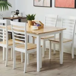 Beliani Mesa De Comedor Extensible De Madera De Caucho Clara/blanco 120/150 X 80 Cm HOUSTON 12 Beliani Mesa De Comedor Extensible De Madera De Caucho Clara/blanco 120/150 X 80 Cm HOUSTON -Sillones Ventas undef src sa picid 785830 type whitesh image scaled