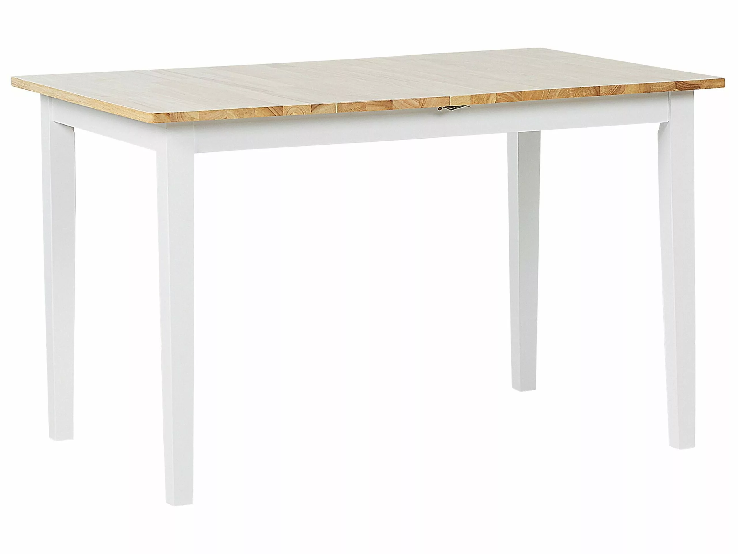 Beliani Mesa De Comedor Extensible De Madera De Caucho Clara/blanco 120/150 X 80 Cm HOUSTON 5 Beliani Mesa De Comedor Extensible De Madera De Caucho Clara/blanco 120/150 X 80 Cm HOUSTON - Imagen 5