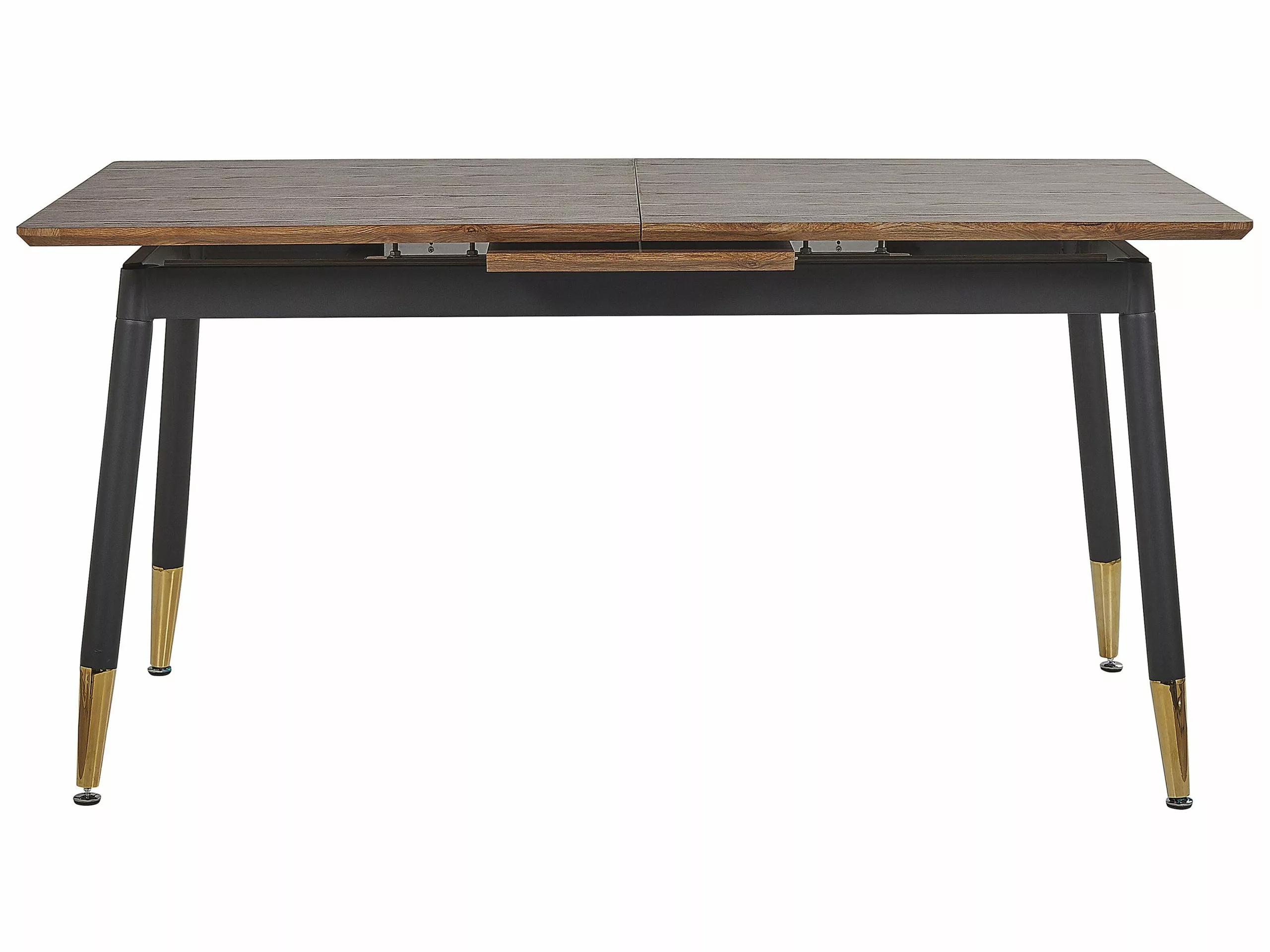 Beliani Mesa De Comedor Extensible Madera Oscura/negro/dorado 160/200 X 90 Cm CALIFORNIA 7 Beliani Mesa De Comedor Extensible Madera Oscura/negro/dorado 160/200 X 90 Cm CALIFORNIA - Imagen 7