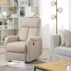 Beliani Sillón Reclinable Con LED Y Puerto USB Beige SOMERO 12 Beliani Sillón Reclinable Con LED Y Puerto USB Beige SOMERO -Sillones Ventas undef src sa picid 788758 type whitesh image scaled