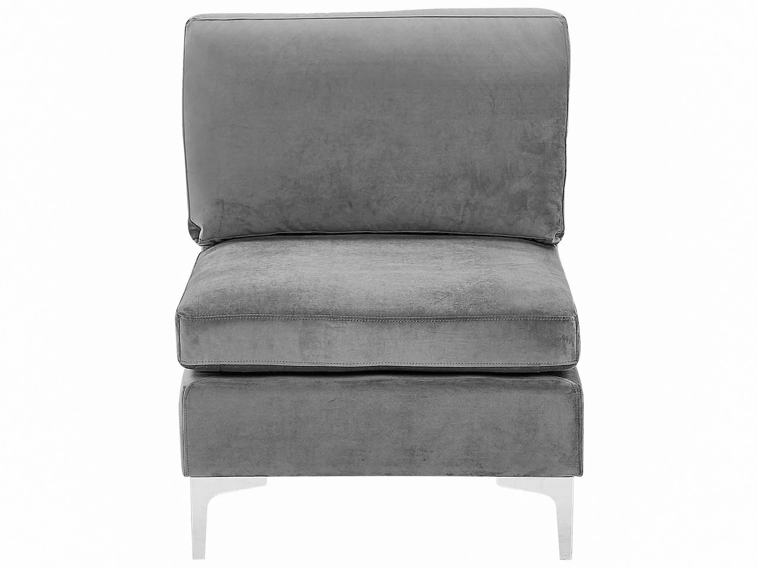 Beliani Sillón De Terciopelo Gris EVJA - Imagen 5