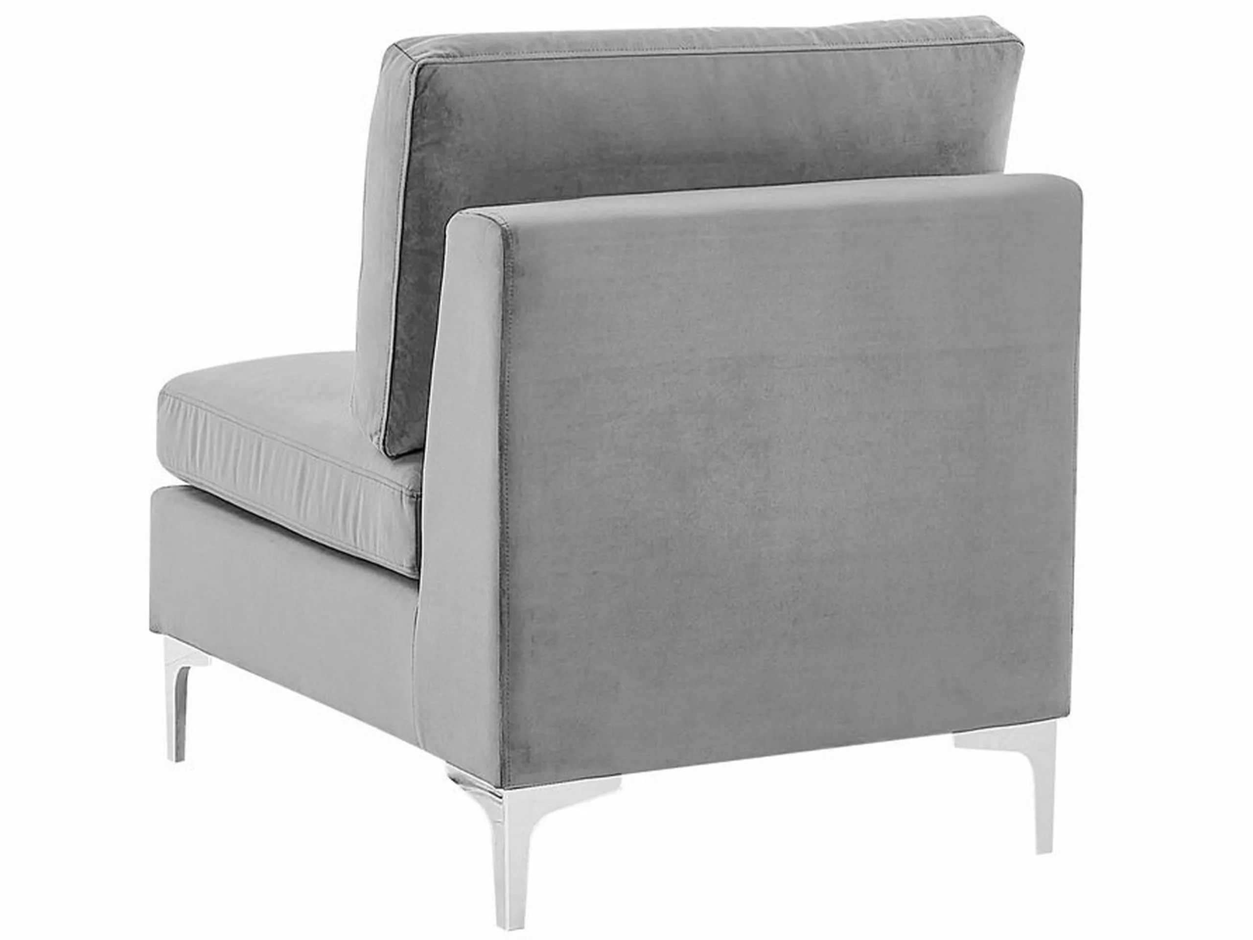 Beliani Sillón De Terciopelo Gris EVJA - Imagen 6