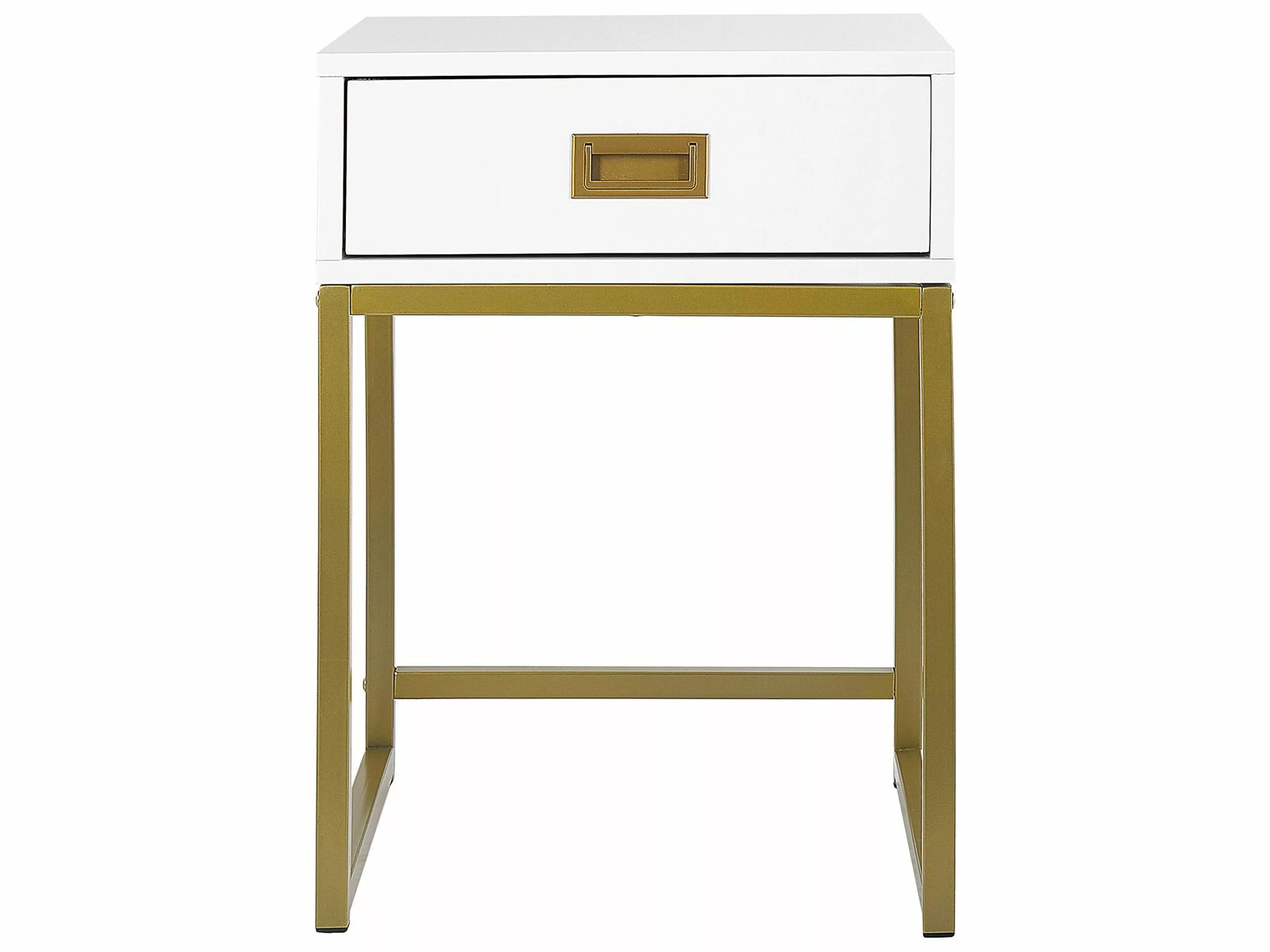 Beliani Mesa Auxiliar Blanco/dorado 40 X 40 Cm LARGO - Imagen 4