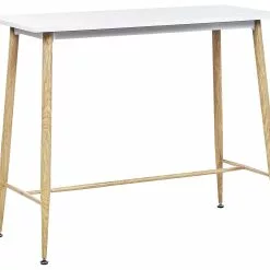 Beliani Mesa De Bar Blanco/madera Clara 110 X 50 Cm CHAVES