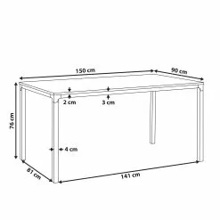 Beliani Mesa De Comedor Madera Clara/negro 150 X 90 Cm HOCKLEY -Sillones Ventas undef src sa picid 790622 type whitesh image scaled