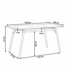 Beliani Mesa De Comedor De Vidrio Templado Transparente/madera Clara 140 X 80 Cm KAMINA -Sillones Ventas undef src sa picid 790627 type whitesh image scaled