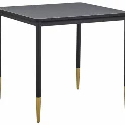 Beliani Mesa De Comedor Negro/dorado 80 X 80 Cm SHALFORD