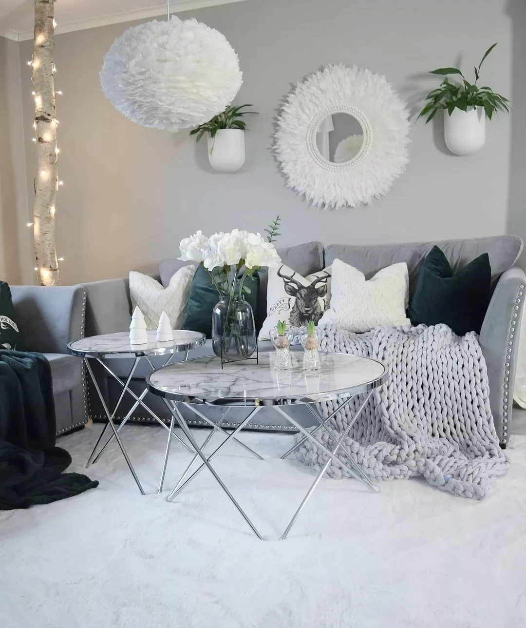 Beliani Mesa De Centro De Vidrio Templado Blanco/plateado ⌀ 80 Cm MERIDIAN II - Imagen 7