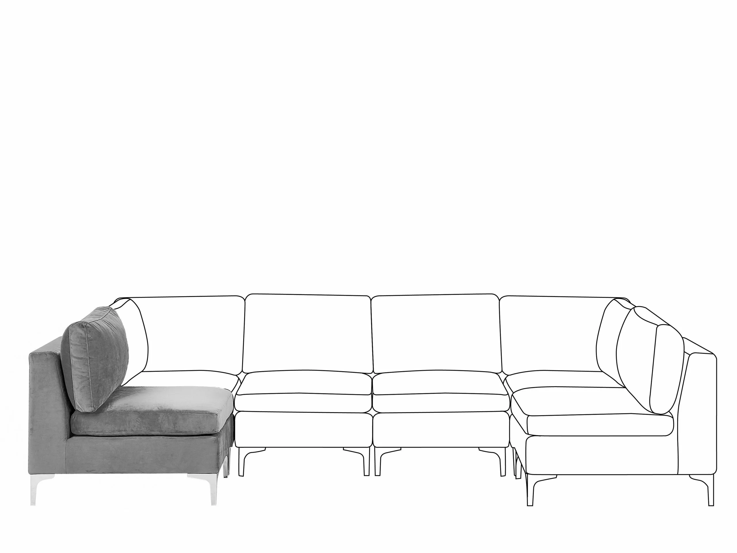 Beliani Sillón De Terciopelo Gris EVJA - Imagen 3