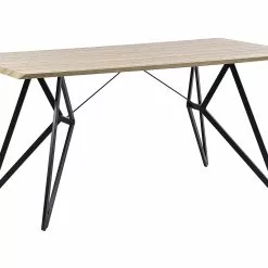 Beliani Mesa De Comedor Madera Clara/negro 160 X 90 Cm BUSCOT