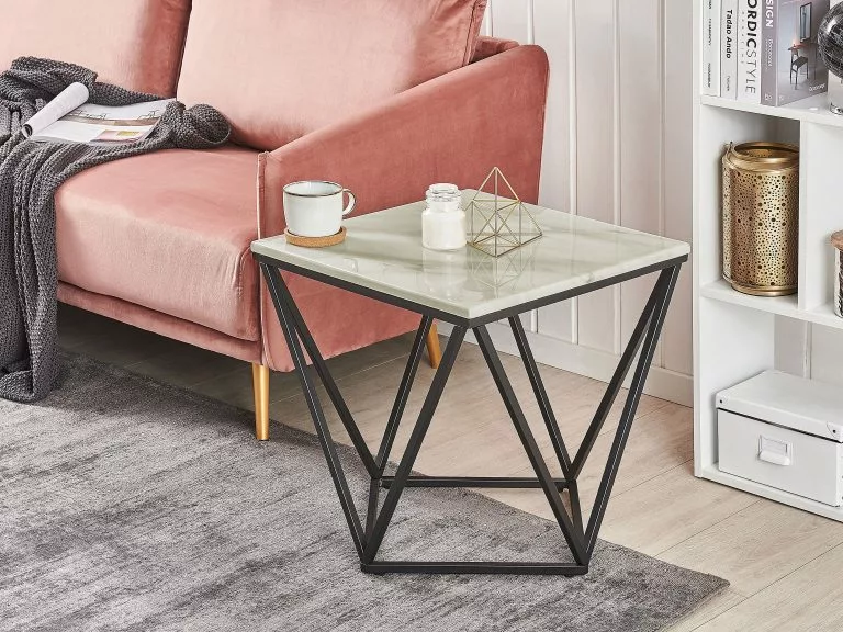 Beliani Mesa Auxiliar Beige/negro 50 X 50 Cm MALIBU - Imagen 2