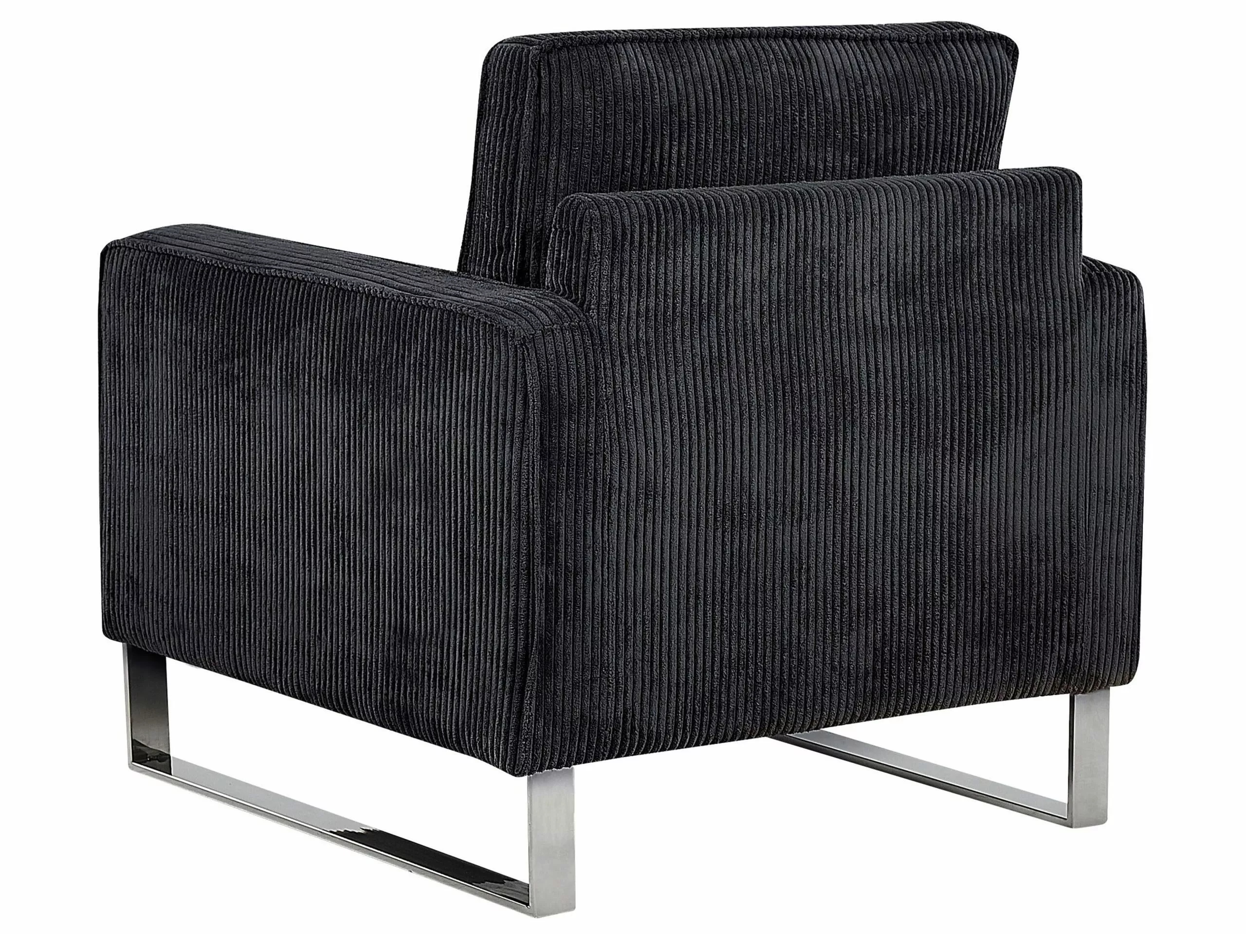 Beliani Sillón De Pana Negro VIND - Imagen 5