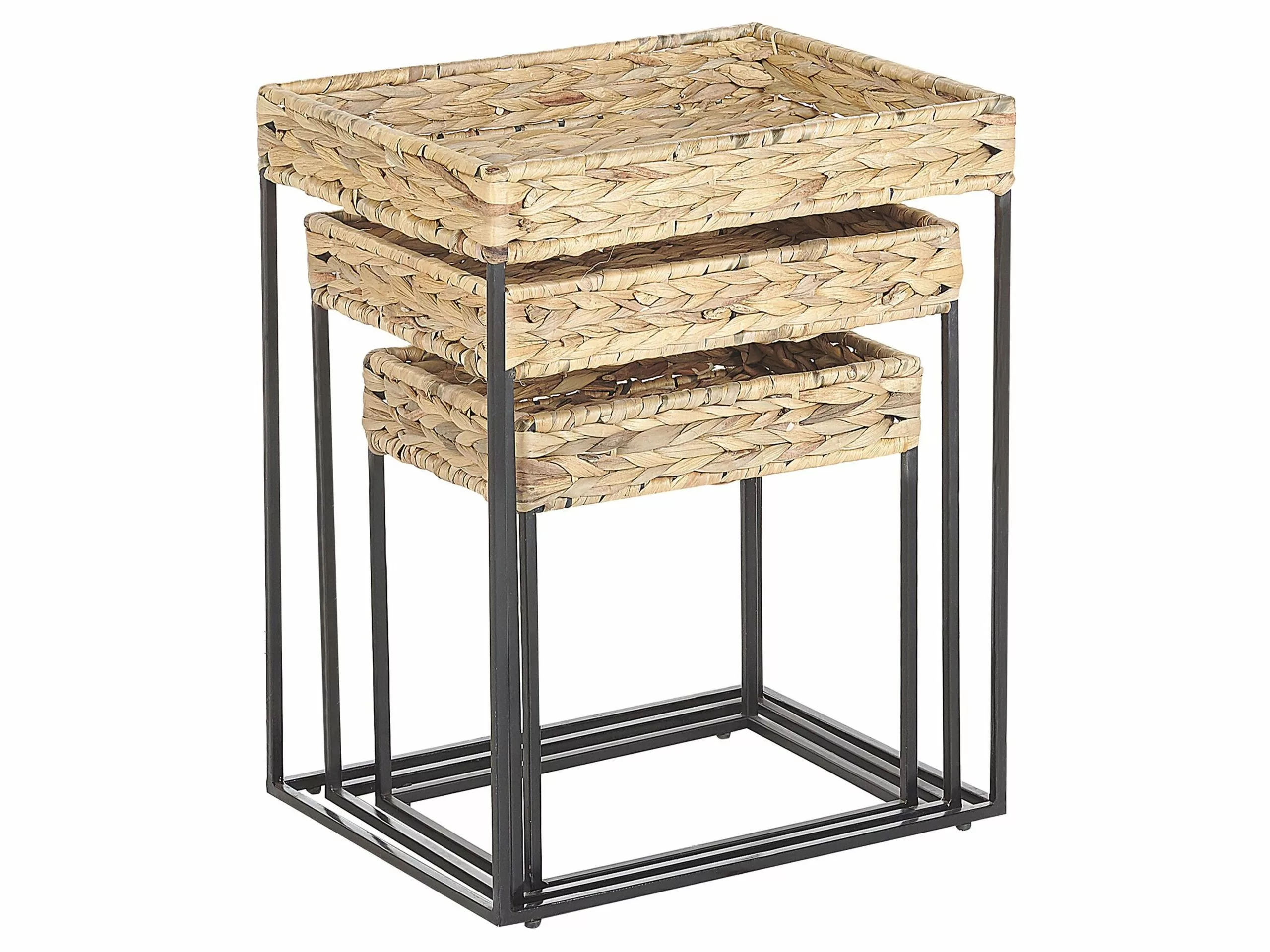 Beliani Conjunto De 3 Mesas De Centro De Jacinto De Agua Beige/natural/negro HAWI 6 Beliani Conjunto De 3 Mesas De Centro De Jacinto De Agua Beige/natural/negro HAWI - Imagen 6