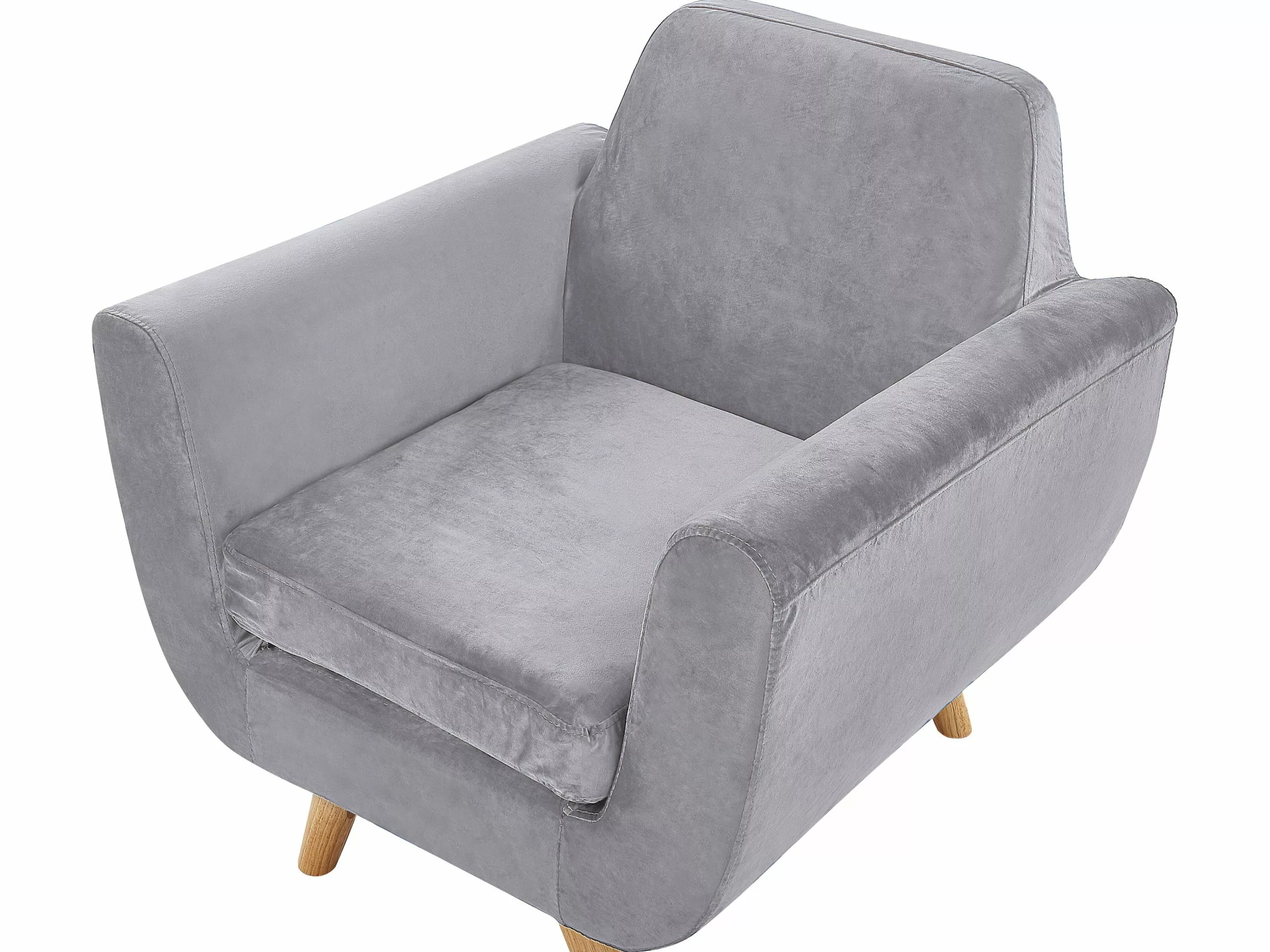 Beliani Sillón De Terciopelo Con Funda Extraíble Gris BERNES - Imagen 6