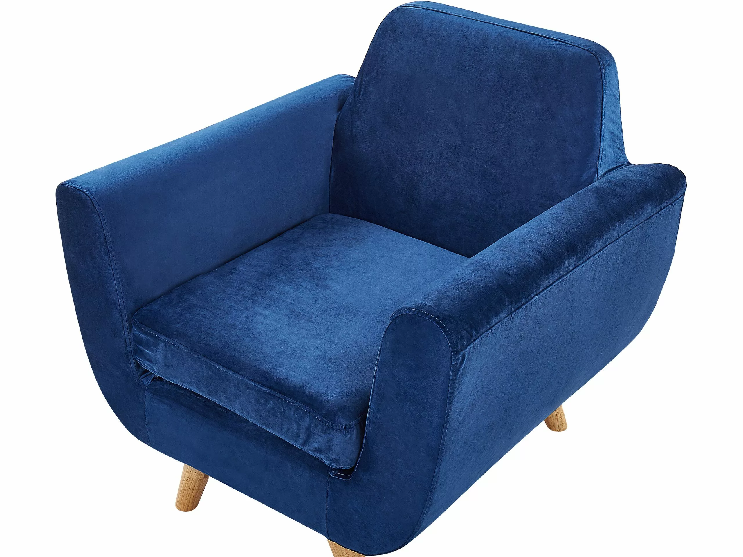 Beliani Sillón De Terciopelo Con Funda Extraíble Azul BERNES - Imagen 6