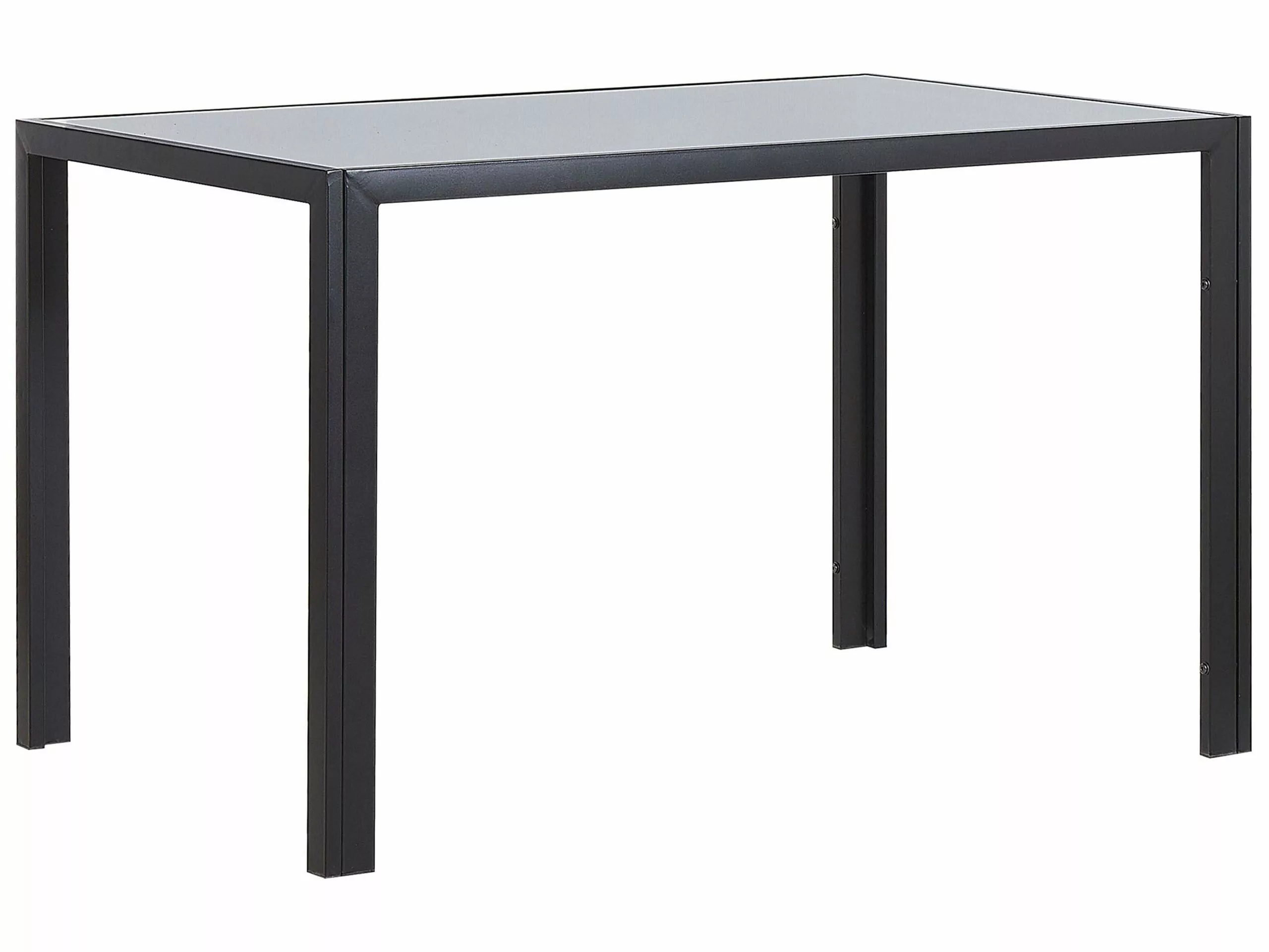 Beliani Mesa De Comedor De Vidrio Templado Gris/negro 120 X 80 Cm LAVOS