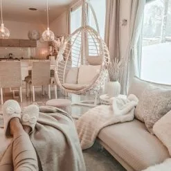 Beliani Silla Colgante En Ratán Blanca Con Soporte FANO -Sillones Ventas undef src sa picid 793851 type whitesh image