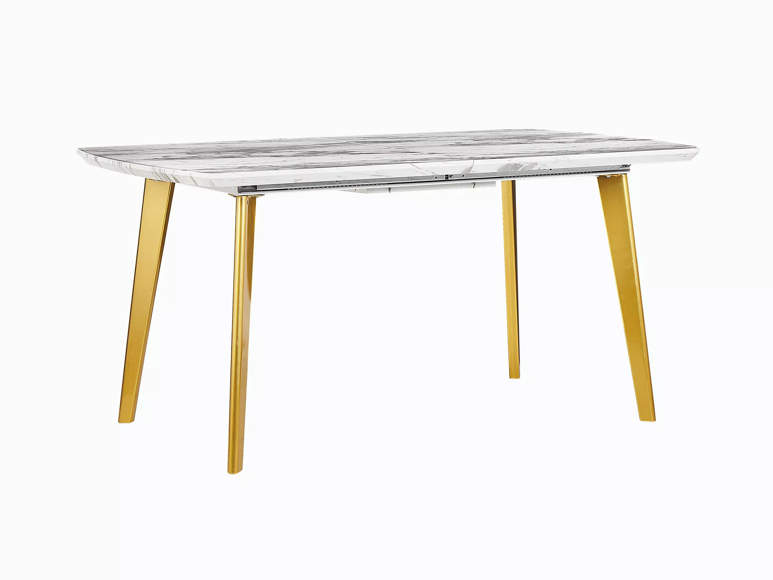Beliani Mesa De Comedor Extensible Blanco/dorado 160/200 X 90 Cm MOSBY 4 Beliani Mesa De Comedor Extensible Blanco/dorado 160/200 X 90 Cm MOSBY - Imagen 4