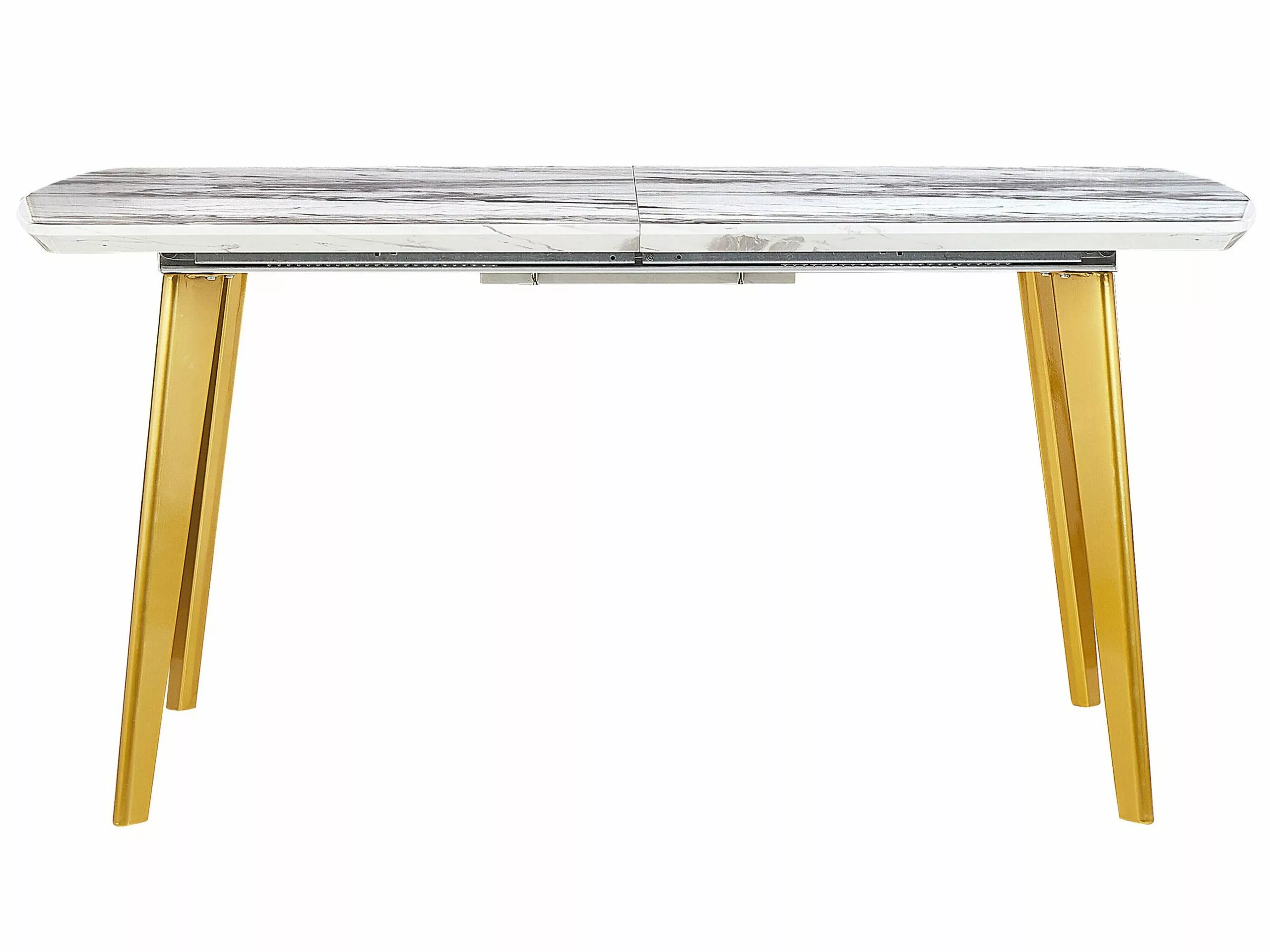 Beliani Mesa De Comedor Extensible Blanco/dorado 160/200 X 90 Cm MOSBY 6 Beliani Mesa De Comedor Extensible Blanco/dorado 160/200 X 90 Cm MOSBY - Imagen 6