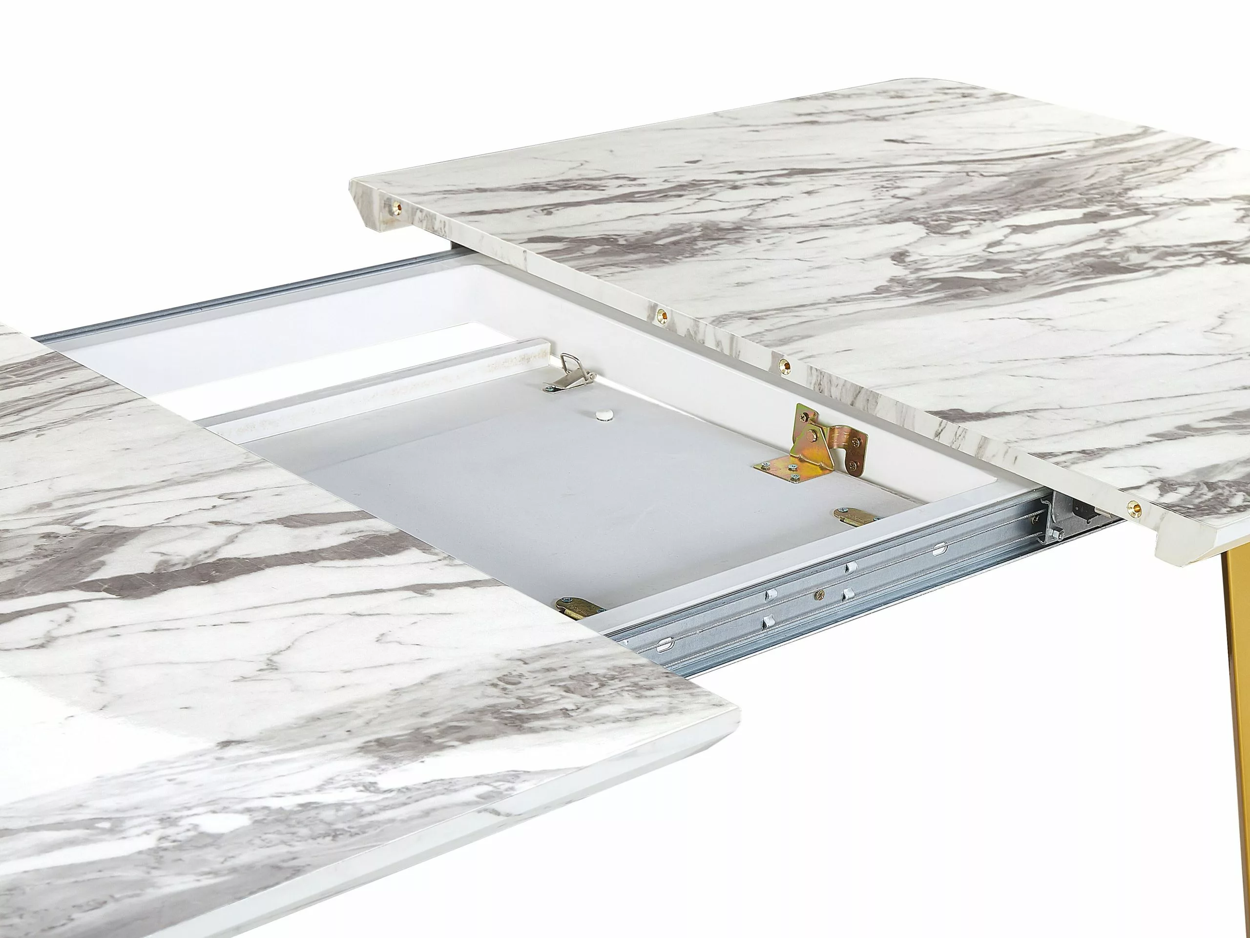 Beliani Mesa De Comedor Extensible Blanco/dorado 160/200 X 90 Cm MOSBY 8 Beliani Mesa De Comedor Extensible Blanco/dorado 160/200 X 90 Cm MOSBY - Imagen 8