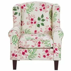 Beliani Sillón De Algodón/poliéster Beige Crema/multicolor Con Reposapiés HAMAR -Sillones Ventas undef src sa picid 794146 type whitesh image scaled