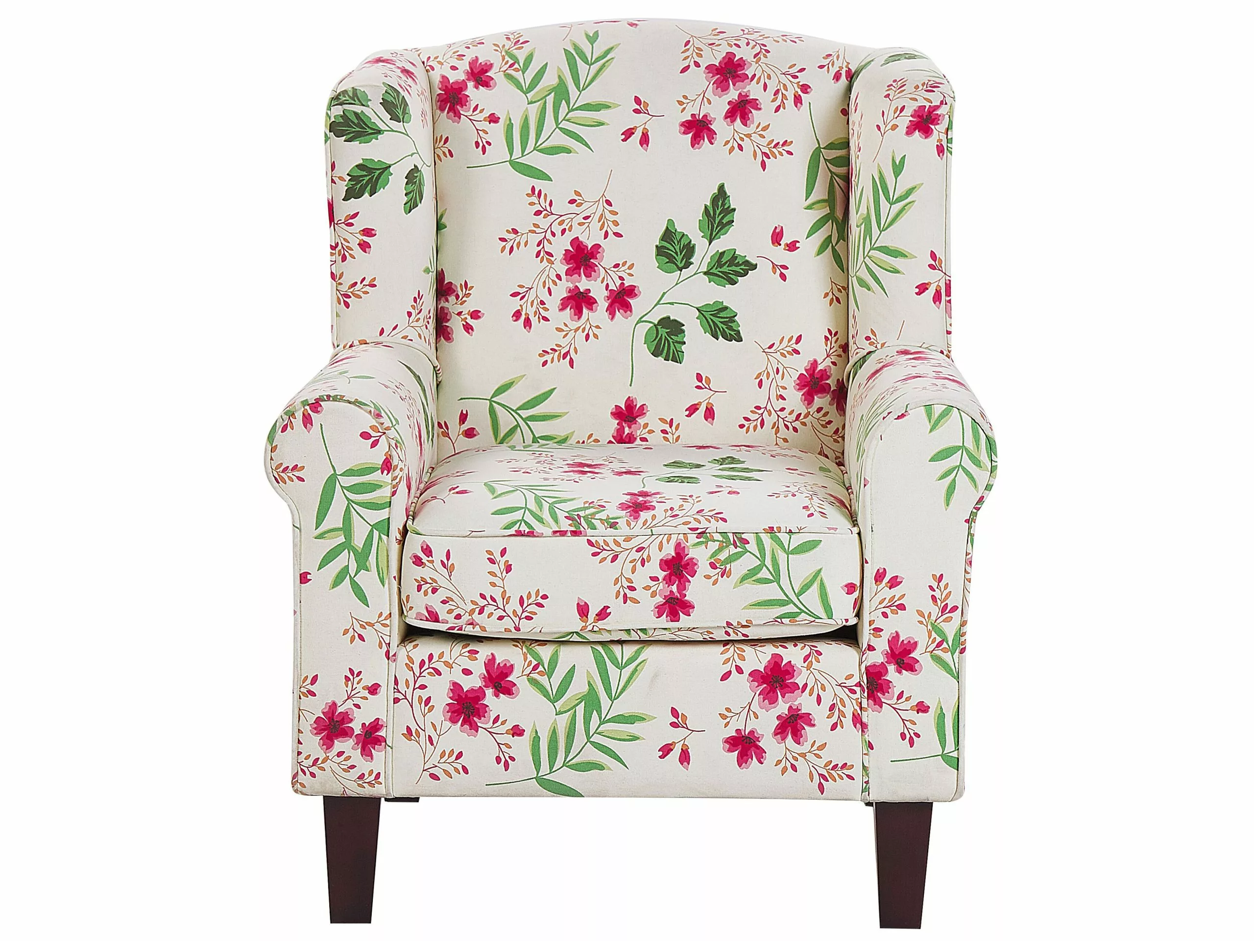 Beliani Sillón De Algodón/poliéster Beige Crema/multicolor Con Reposapiés HAMAR - Imagen 4