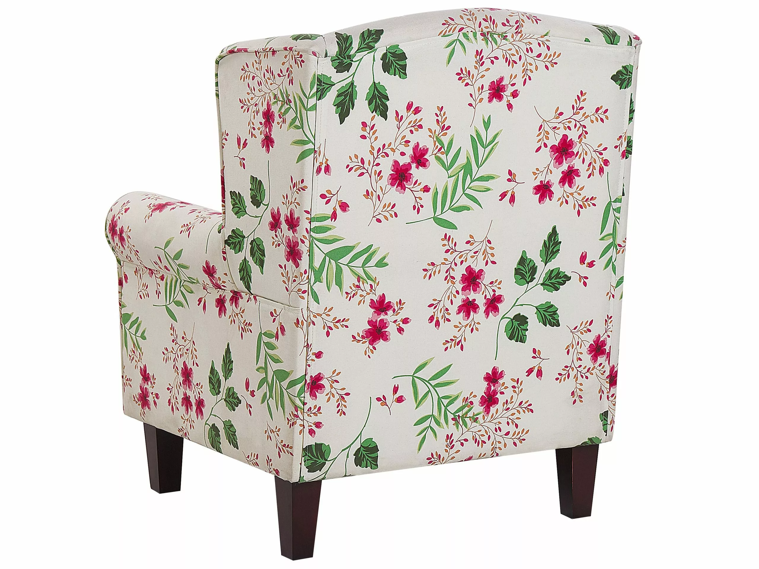 Beliani Sillón De Algodón/poliéster Beige Crema/multicolor Con Reposapiés HAMAR - Imagen 5