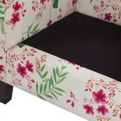 Beliani Sillón De Algodón/poliéster Beige Crema/multicolor Con Reposapiés HAMAR -Sillones Ventas undef src sa picid 794149 type whitesh image scaled