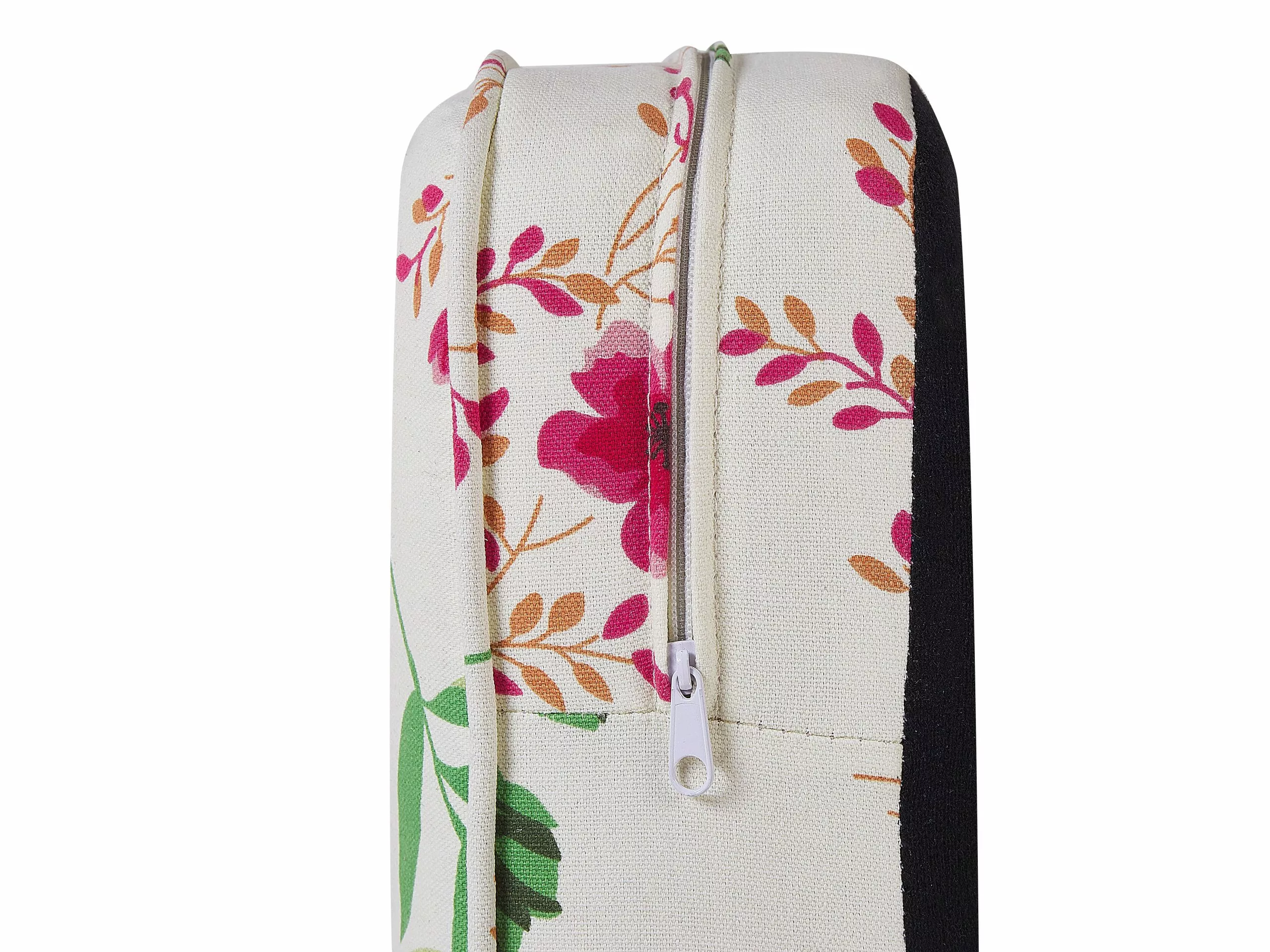 Beliani Sillón De Algodón/poliéster Beige Crema/multicolor Con Reposapiés HAMAR - Imagen 8