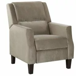 Beliani Sillón Reclinable De Terciopelo Gris Pardo/madera Oscura EGERSUND