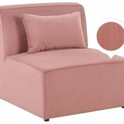 Beliani Sillón Modular De Pana Rosa LEMVIG