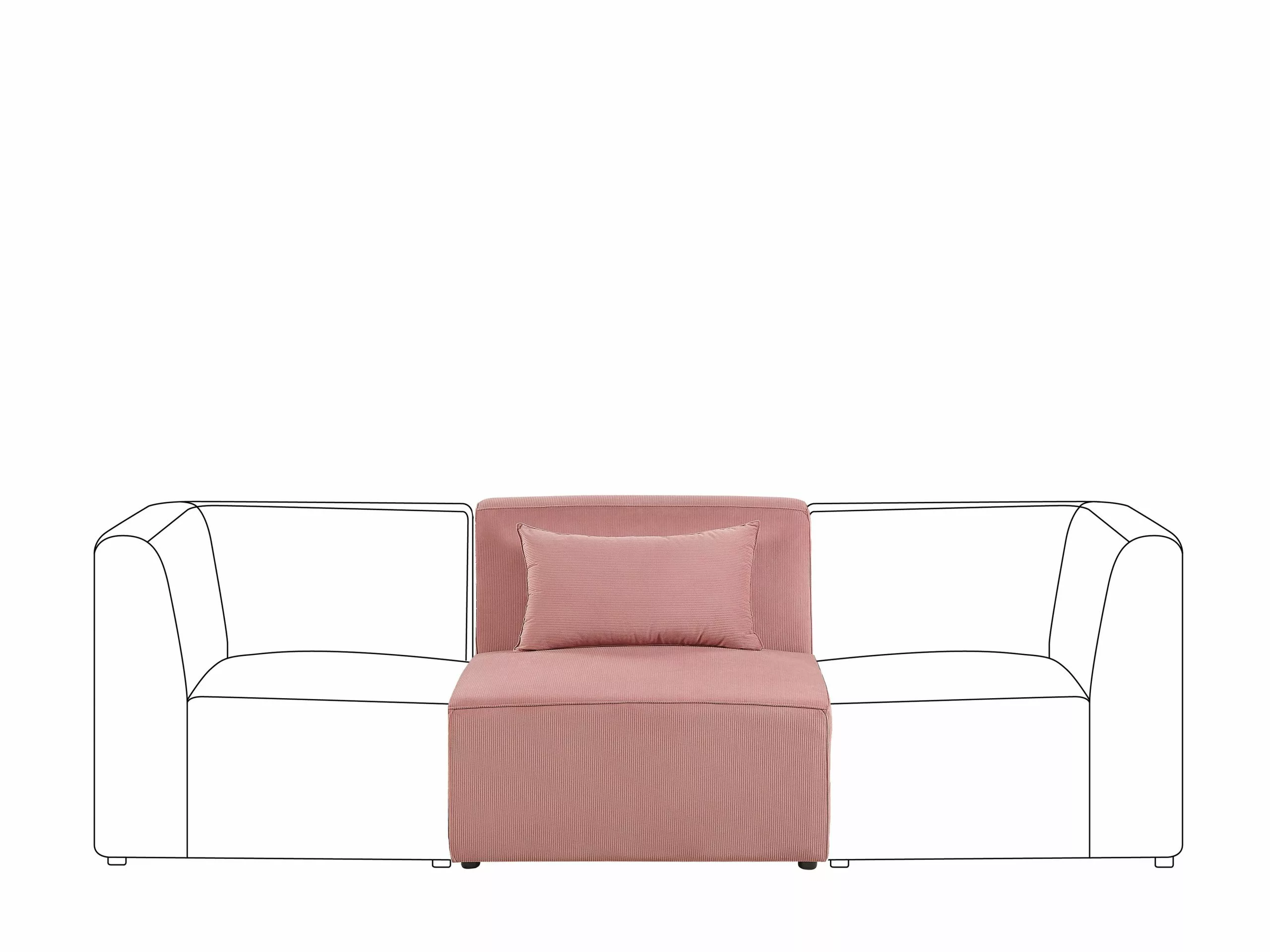 Beliani Sillón Modular De Pana Rosa LEMVIG 3 Beliani Sillón Modular De Pana Rosa LEMVIG - Imagen 3