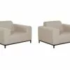 Beliani Conjunto De 2 Sillones De Poliéster Beige Arena/negro ROVIGO