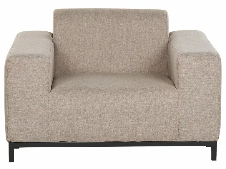 Beliani Conjunto De 2 Sillones De Poliéster Beige Arena/negro ROVIGO - Imagen 4