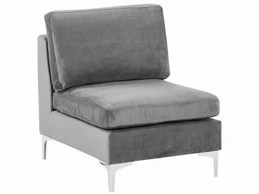 Beliani Sillón De Terciopelo Gris EVJA -Sillones Ventas undef src sa picid 797585 type whitesh image