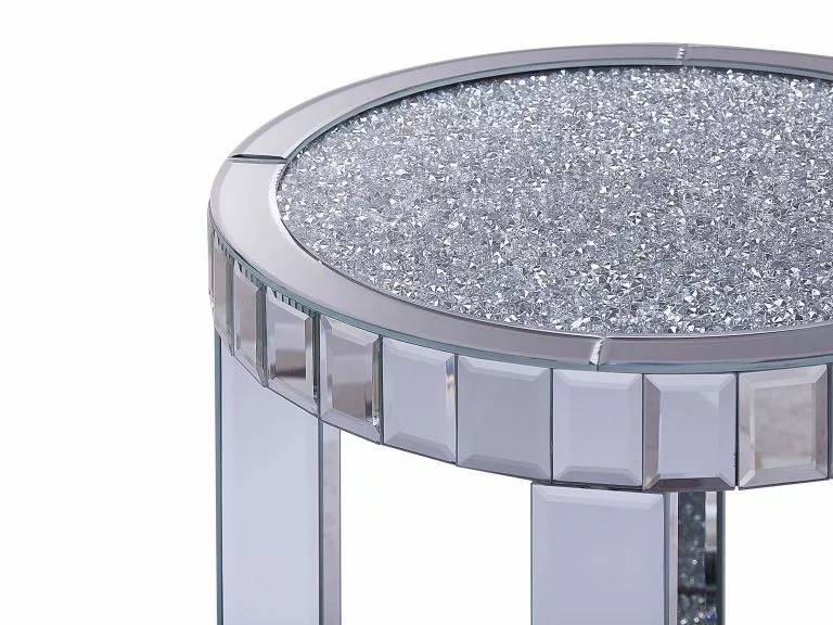 Beliani Mesa Auxiliar De Vidrio Plateado ø 40 Cm APREY - Imagen 3