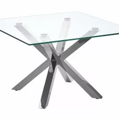 Beliani Mesa De Centro De Vidrio Templado Transparente/plateado 70 X 70 Cm STARLIGHT