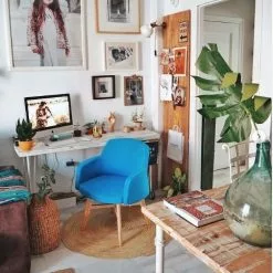 Beliani Sillón De Poliéster Azul Turquesa YSTAD -Sillones Ventas undef src sa picid 798526 type whitesh image