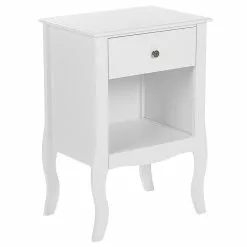 Beliani Mesa De Noche 1 Cajón Blanco 48 X 34 Cm LANE