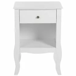 Beliani Mesa De Noche 1 Cajón Blanco 48 X 34 Cm LANE -Sillones Ventas undef src sa picid 800405 type whitesh image scaled