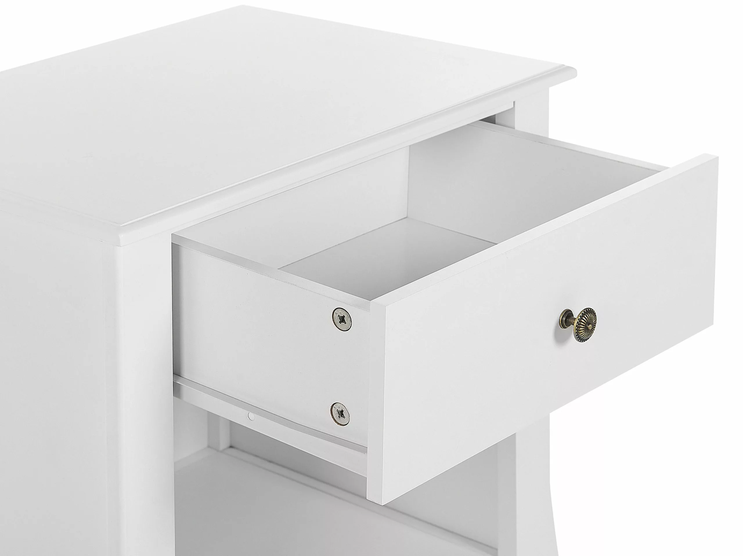 Beliani Mesa De Noche 1 Cajón Blanco 48 X 34 Cm LANE - Imagen 7