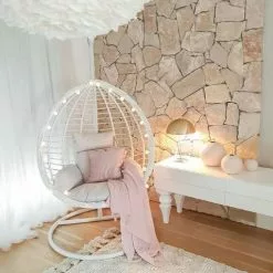 Beliani Silla Colgante En Ratán Blanca Con Soporte FANO -Sillones Ventas undef src sa picid 800532 type whitesh image