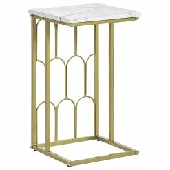 Beliani Mesa Auxiliar De Metal Dorado/blanco 30 X 30 Cm PANDALE